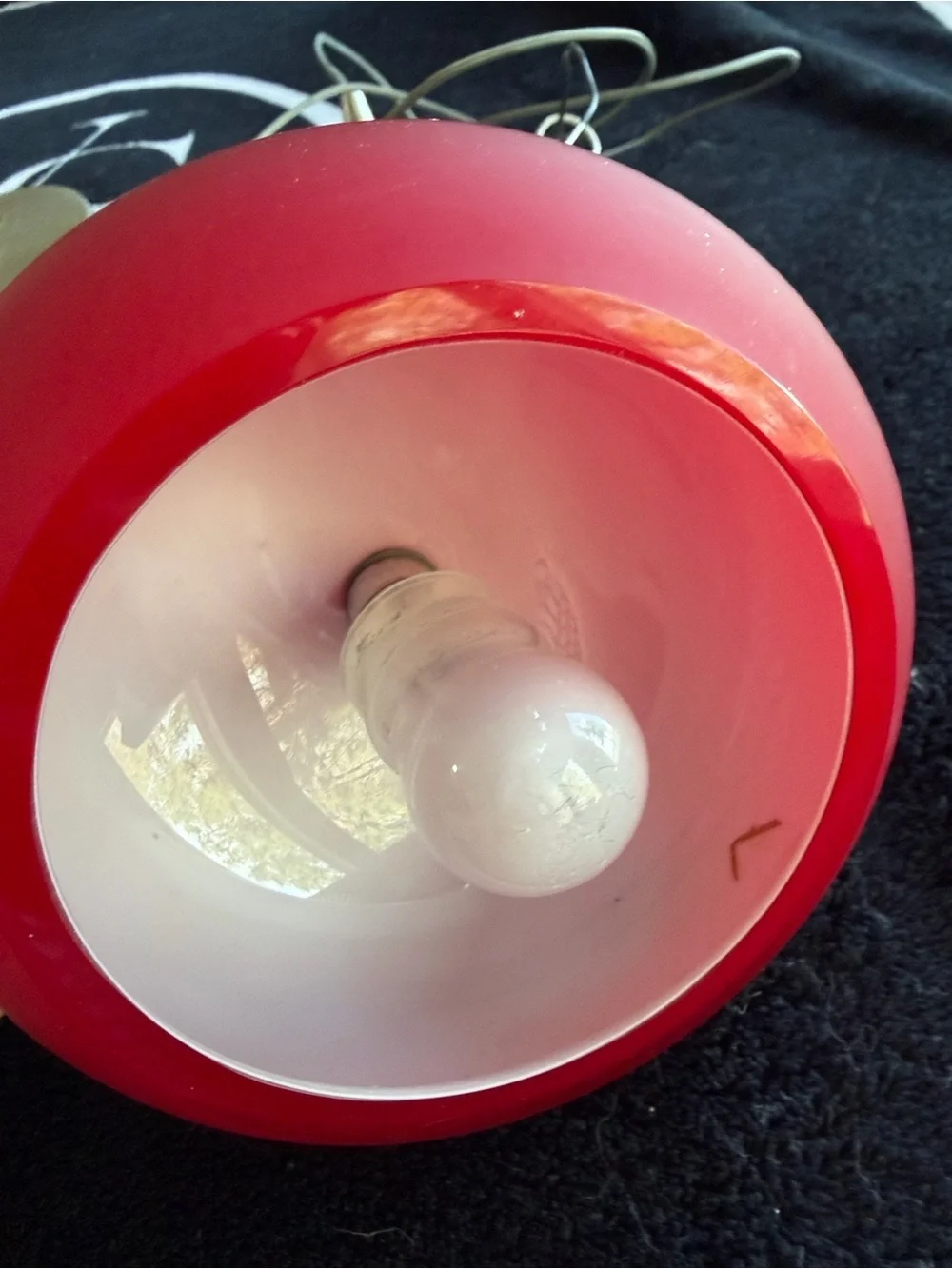 Set of 3 Red Glass Pendant Lights